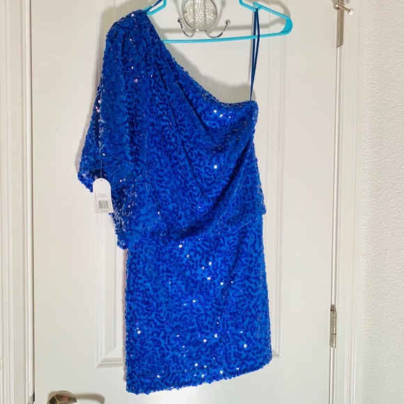 BLUE SEQUINED JESSICA SIMPSON DRESS - Picture 7 of 9